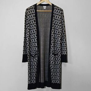 Chico's Old Money Chain Link Duster Cardigan Sweater Regency Baroque